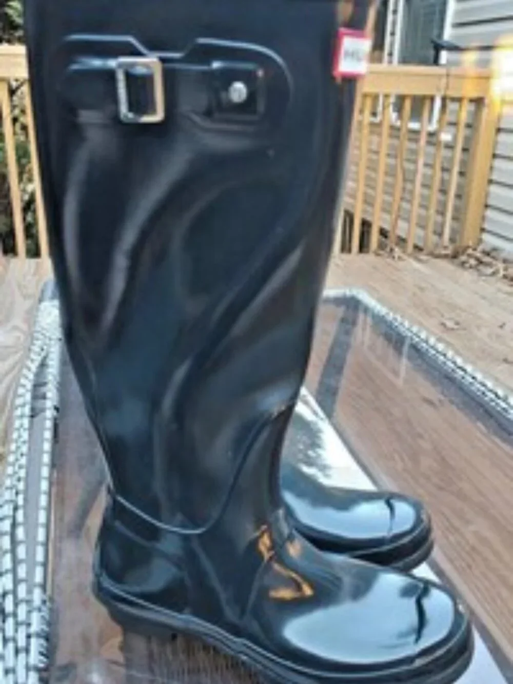 HUNTER Rain Boots Wellies Wellington Gumboots Glossy Black Size 7 Womens 6 Men